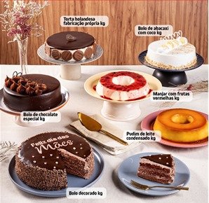 Imagem do cardápio especial de sobremesas do Dia das Mães do Mercado Extra