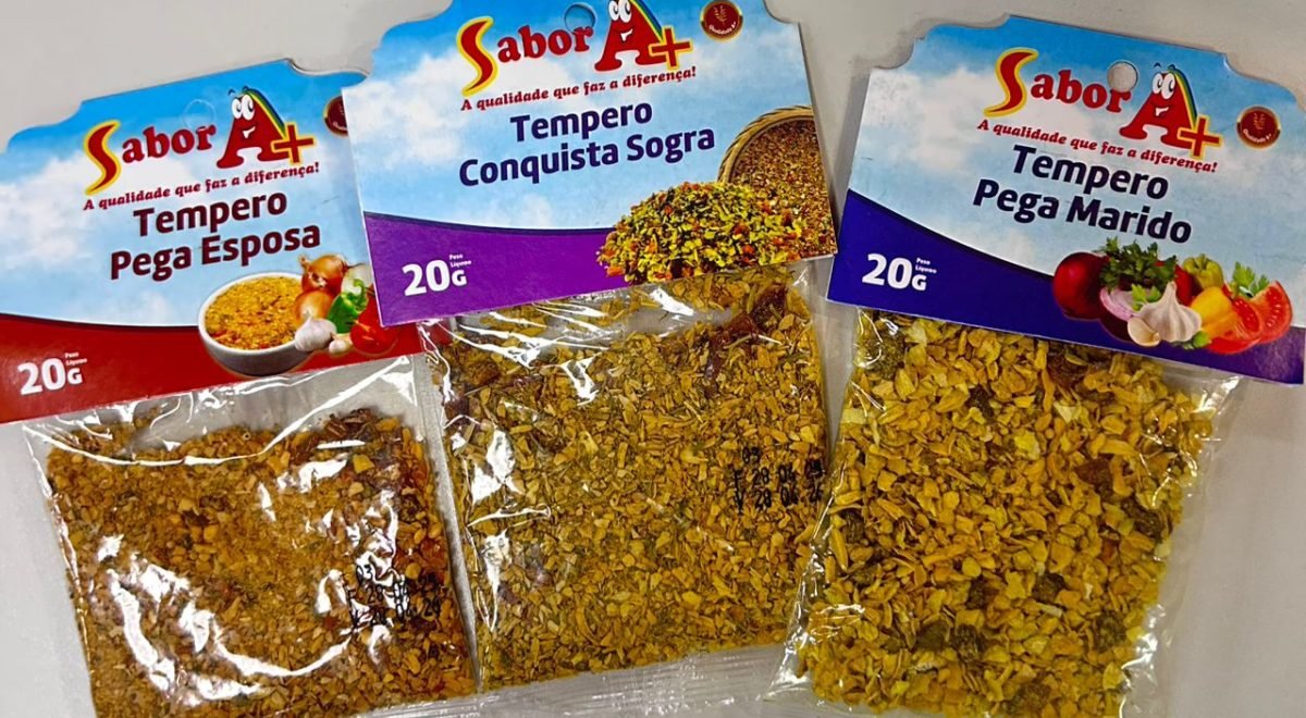 Divulgação/ Sabor A+ - Imagem dos temperos pernambucanos Conquista Sogra, Pega Marido e Pega Esposa.