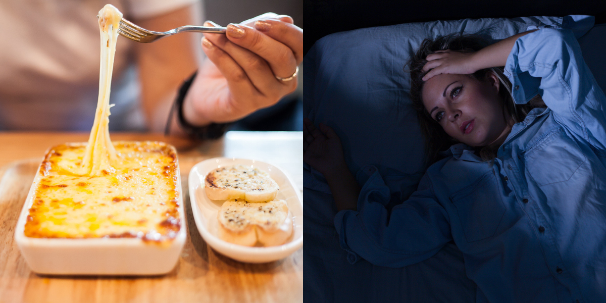 IStock/yokeetod e klebercordeiro - Montagem atribuindo relação entre comer queijo a noite e dormir tendo pesadelos