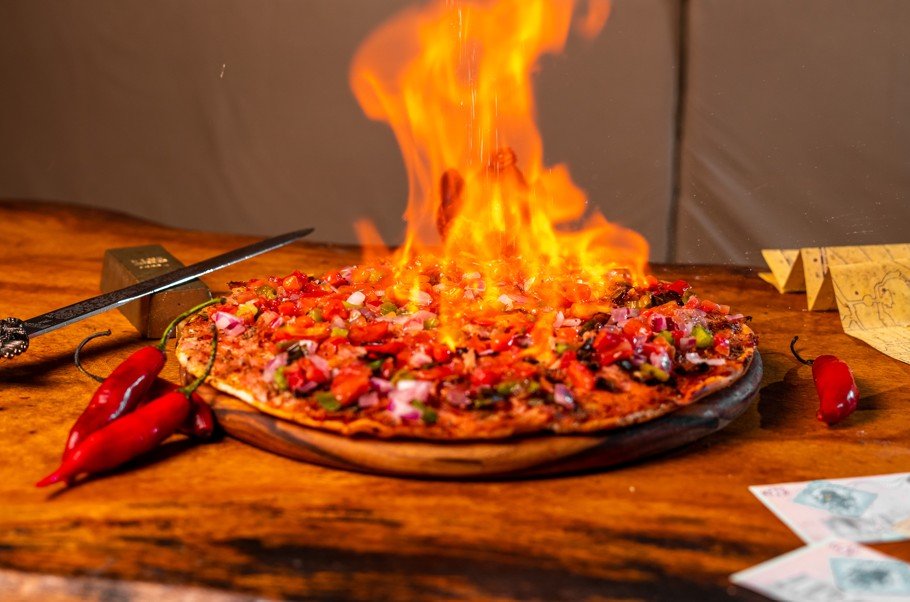 Imagem da pizza apimentada "Baba do Dragão", do Dom Medieval