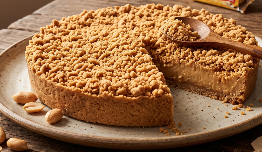 Torta de paçoca com farofa crocante fácil e cremosa